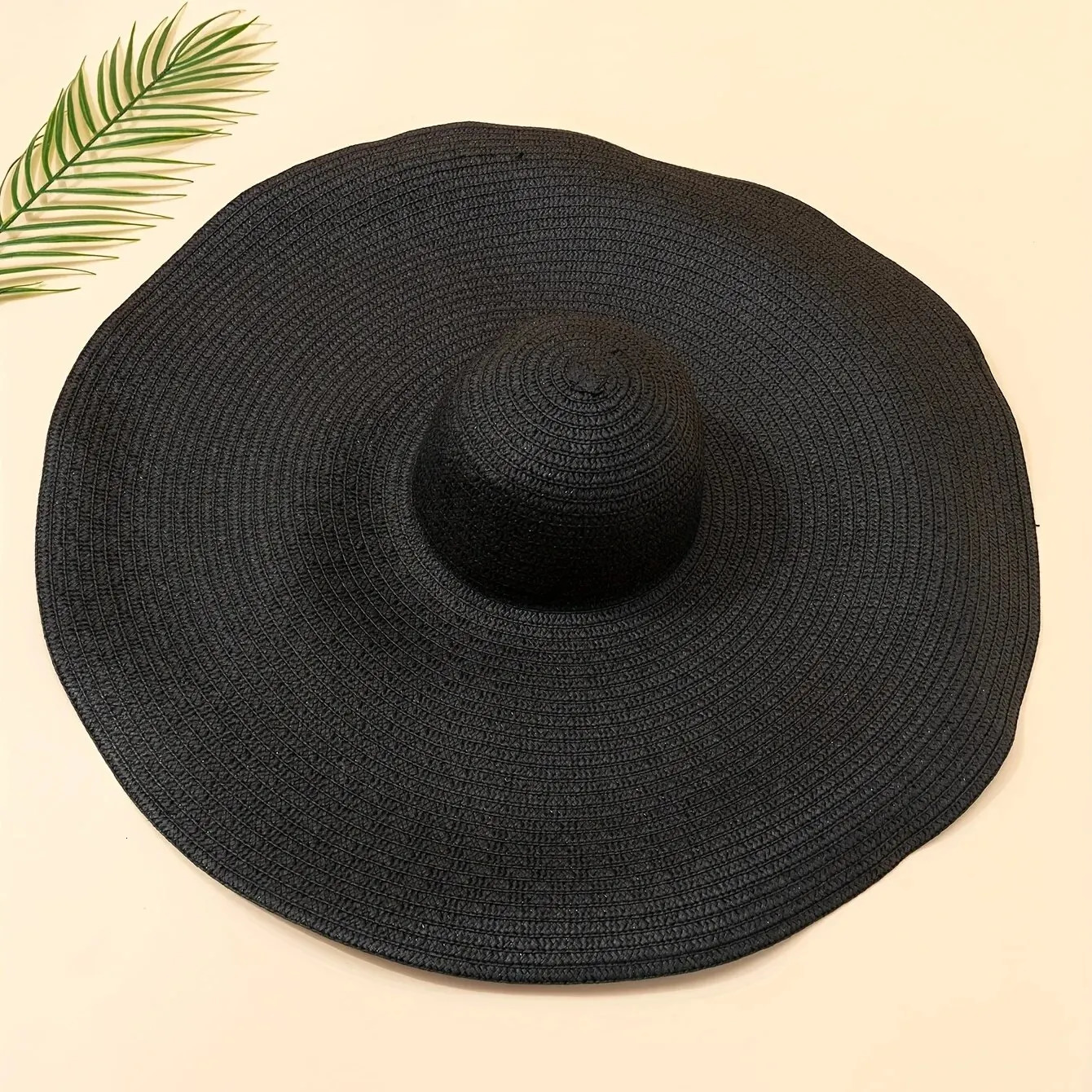 spring and summer wide brown black straw hat with a flat top suitable for elegant French retro sun hat s for women 241205