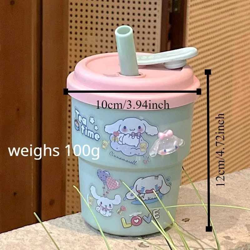 Cute 3D stickers for water cups straw plastic cups Kawaii lamps portable outdoor coffee cups girls gifts Y241211