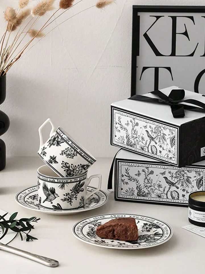 3-piece retro ceramic coffee set - perfect for cappuccinos latte etc. - premium discount gift box with g Saucer Y241211