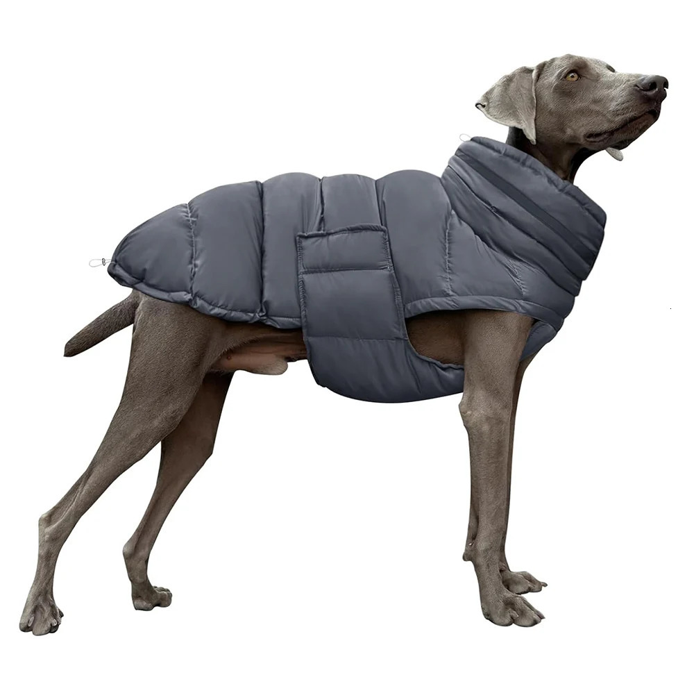 Dog Puffer Jacket Warm Winter Coat with Leash Hole Adjustable Snowsuit Waterproof Pet Apparel Reflective Clothes for Large Dogs 241212