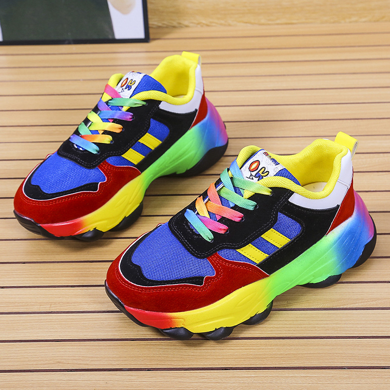 Daddy shoes match color thick sole casual light women's shoes soft sole casual increase large size sports shoes Plus size 35-43