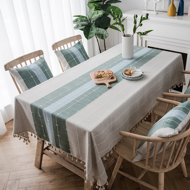 Waterproof Leave-in Dining Table Cloth Color Plaid Tablecloth