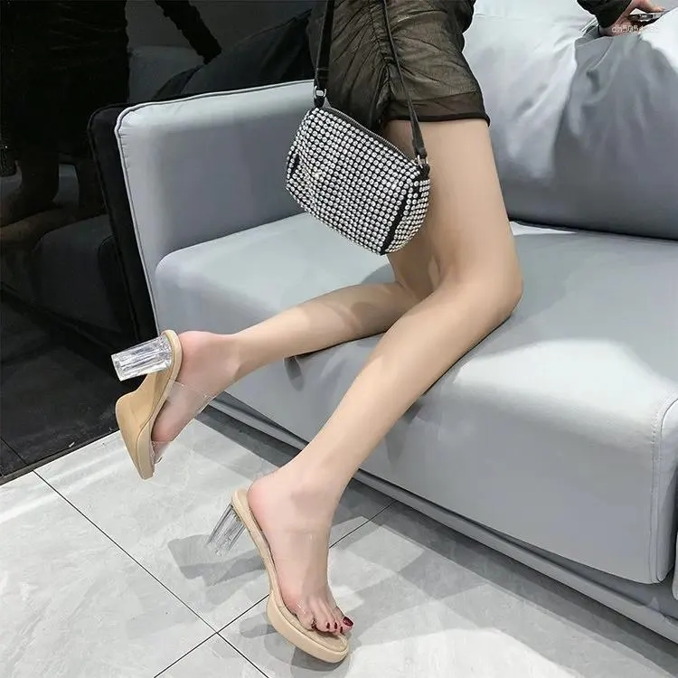 Slippers Shoes Womens Outdoor Big Size Rubber Flip ps Low Pantofle Heeled Mules Jelly Slides Fashion Hawaiian 2024 High Trans