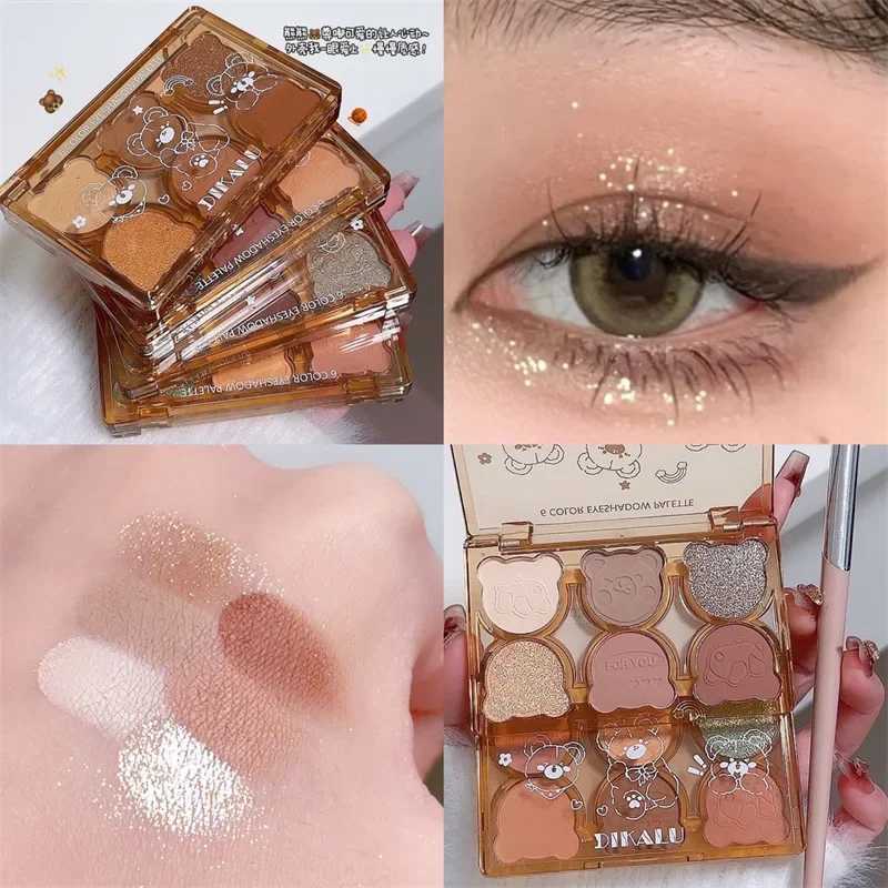 DIKALU Bear Swan Ballet Six eye shadow Palette Matte Fine Glitter Light Grey Red Black eye shadow Burgundy WholesaleW241212