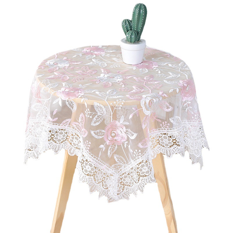 2025 Embroidered Fabric Tablecloth Lace Dining Square Coffee Table Cloth