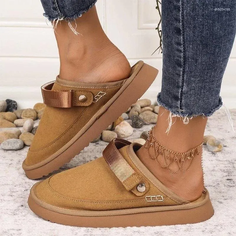 Slippers Designer Women Suede Flats Mules Winter Casual Flip ps 2025 Brand Home Cozy Platform atos Mujer