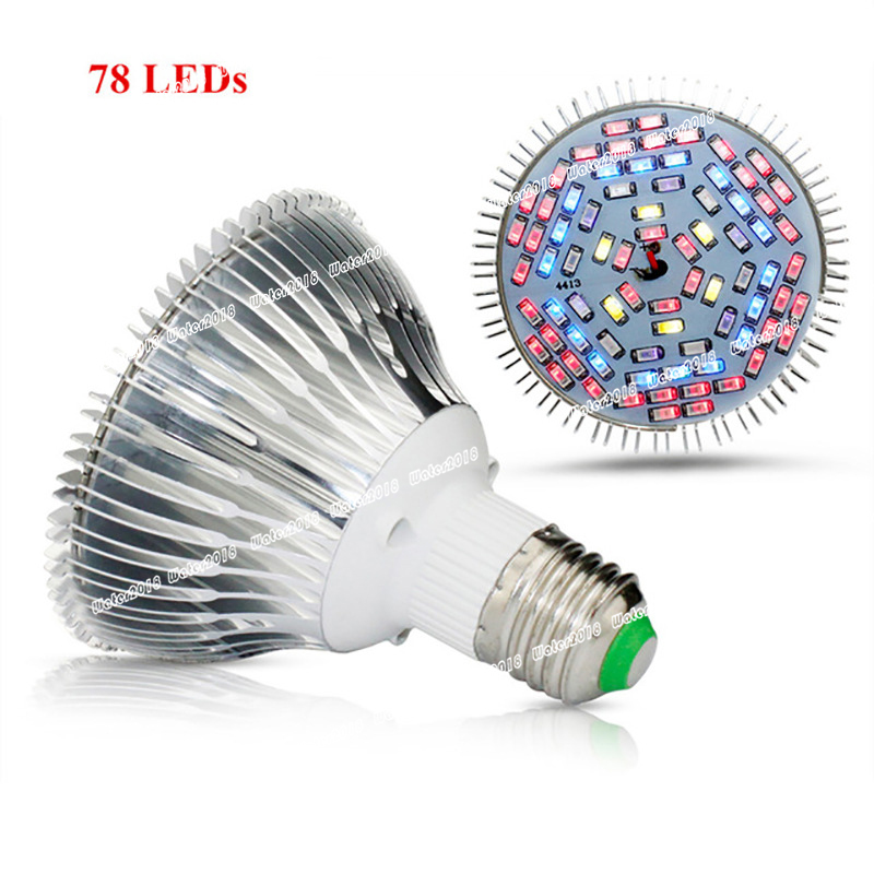 50W Led Grow Light Bulb Led Plant Bulb Full Spectrum Grow Lights Hydroponics Indoor Garden Greenhouse and Organic Soil E26 78LED
