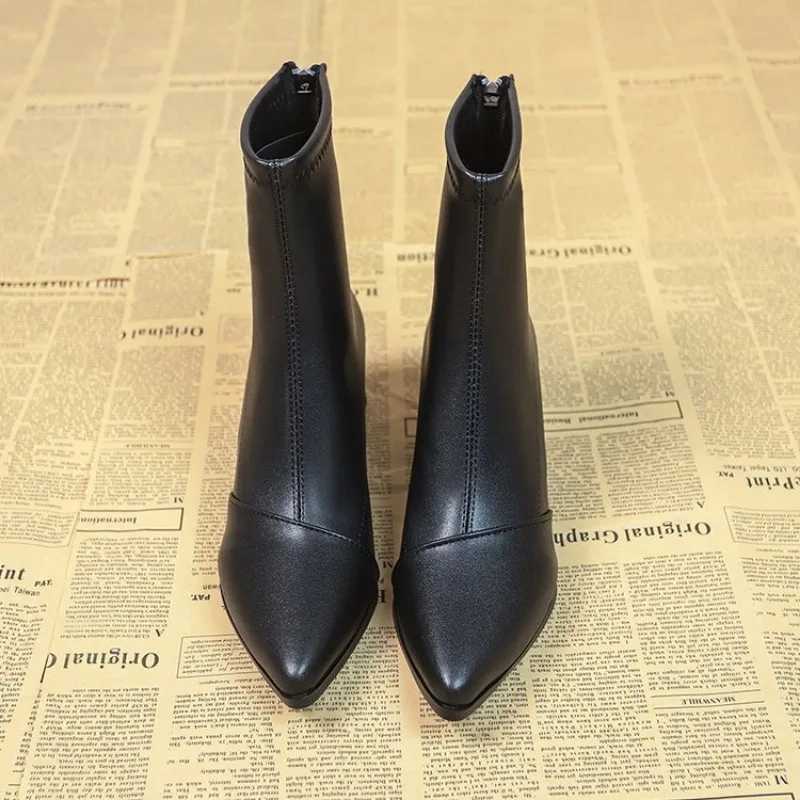 2024 Winter High Heels Sexy Women Luxury Shoes Chunky Ankle Chelsea Boots Fi New Pointed Toe Zipper Goth Pumps Brand ShoesXJ250217