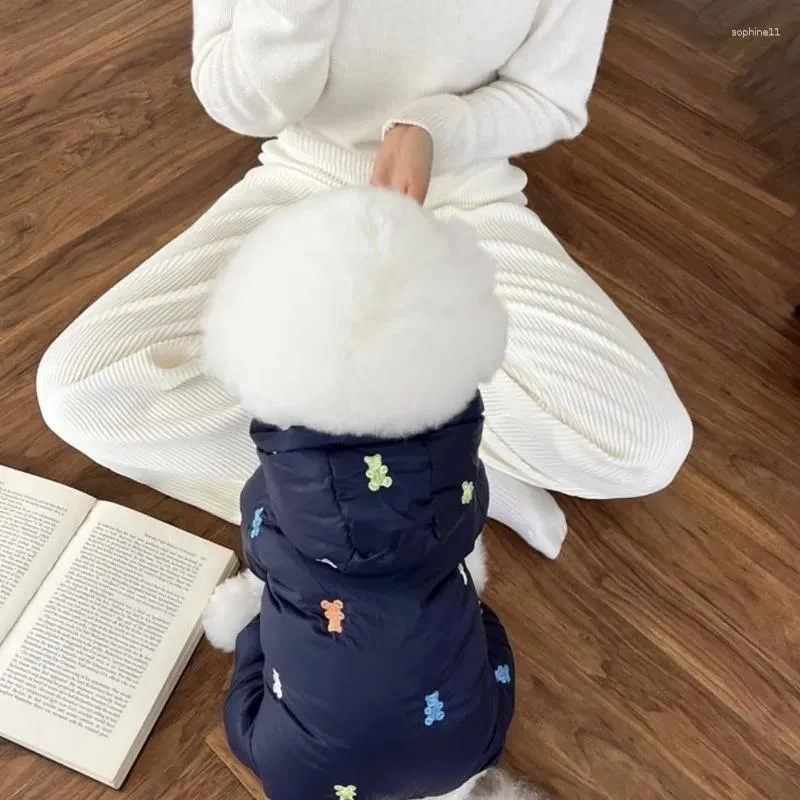 Dog Apparel Pet Four Legged Parks Teddy Jumpsuit Embroidered Coat Autumn And Winter Clothing Small Yorkshire Puppy HF69