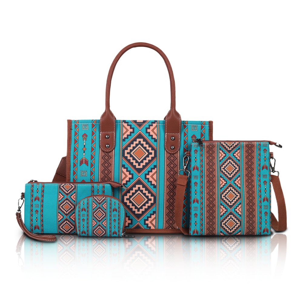 Boho Chic Canvas Tote Bags for Women Spacious & Stylish 4 Piece Gift Set