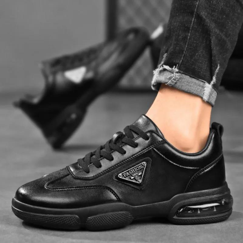 classic casual shoes for men mens PU leather black brown Breathable comfortable outdoor sports walking running shoe trainers sneakers