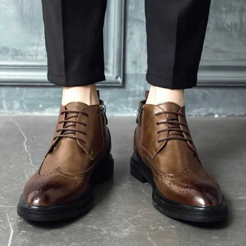 Men Fi Carved Oxford Business Formal Shoes Chelsea Ankle Boots Footwear Shoes Men shoes short Boots 2020XJ241212