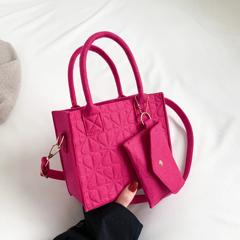 Hot Korean Version Of Minimalist Women's Bag With Felt Lightweight Designer Handbag, New Shoulder Bag Two-piece Set For Women's Handbag