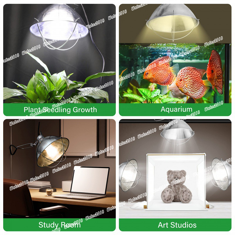 Clamp Lamp Light Aluminum Reflector& 10' Cord up to 150W With 18/2-Gauge 6 Feet Cord, Silver(No Bulb Included)