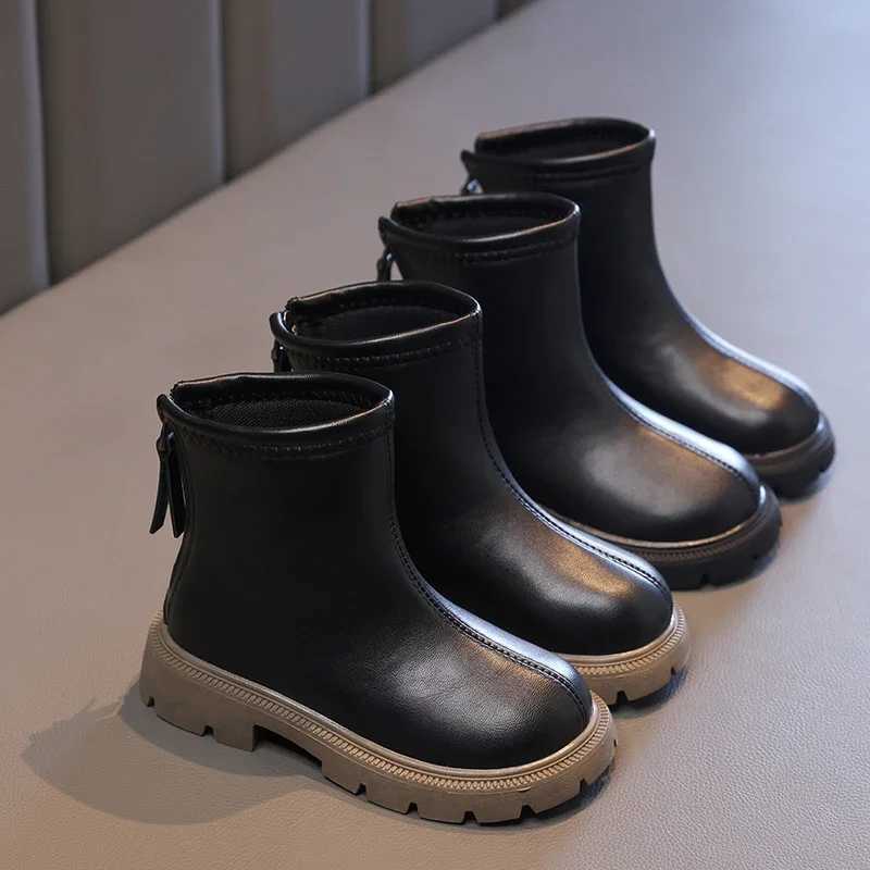 Boots Children Short for Girls Boys 2024 Autumn Winter New Fashion British Style Soft Comfortable Anti-slippery Versatile Shoes H2412123YWP