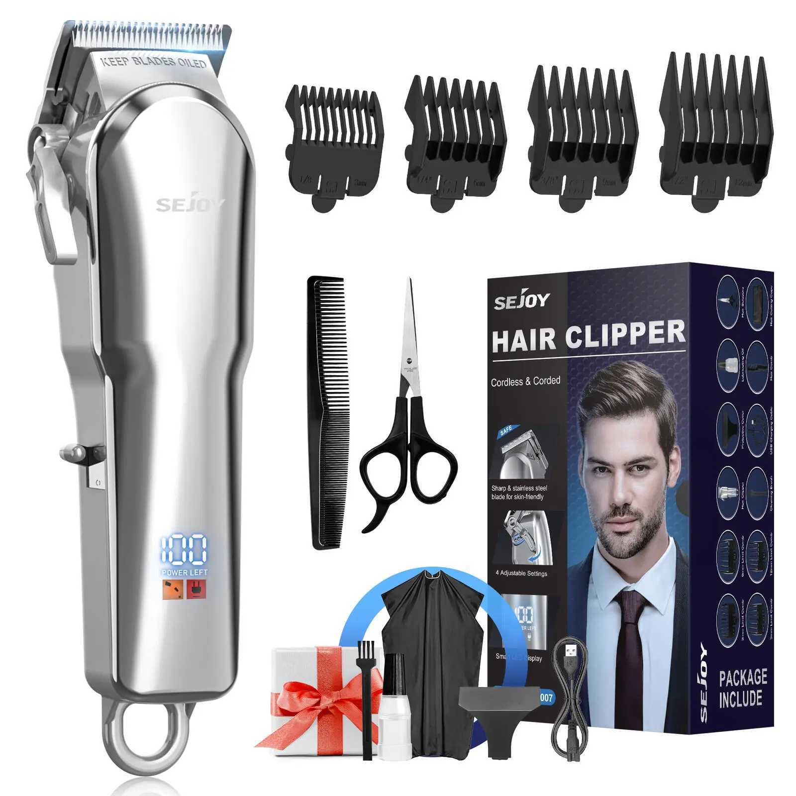 Sejoy Hair Clippers Beard Trimmer for Men Cordless Barber Clippers for Hair Cutting Machine Rechargeable Beard Trimmer W241212