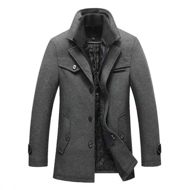 New winter wool coat ultra-thin slim fit jacket mens casual warm jacket mens pea coat size M-4Xl direct shipping 4 colors W241211 - view 4