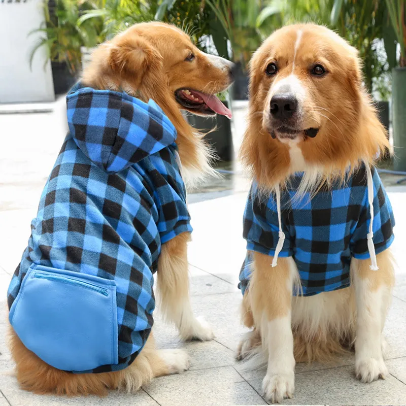 New New Designer Warm Plaid Winter Big Coats Detachable Outfit Soft Hoodies Hat For Cat Two Color Cloth For Small Dog HF68