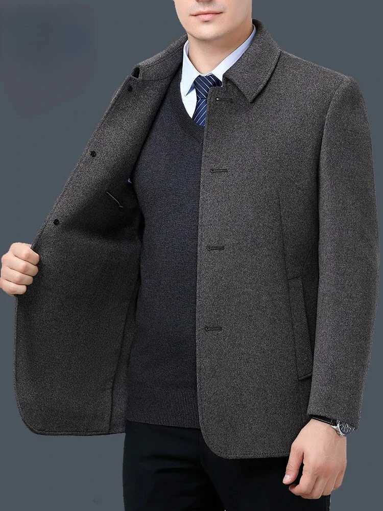 Double Sided 100% Cashmere Jackets for Men Clothing Autumn Winter Woolen Coat Mens Short High-end Casual Jacket Abrigos HombreXJ241212