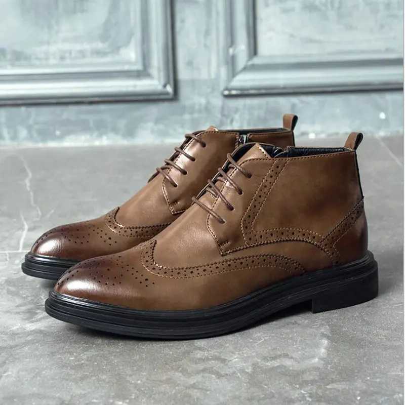 Men Fi Carved Oxford Business Formal Shoes Chelsea Ankle Boots Footwear Shoes Men shoes short Boots 2020XJ241212