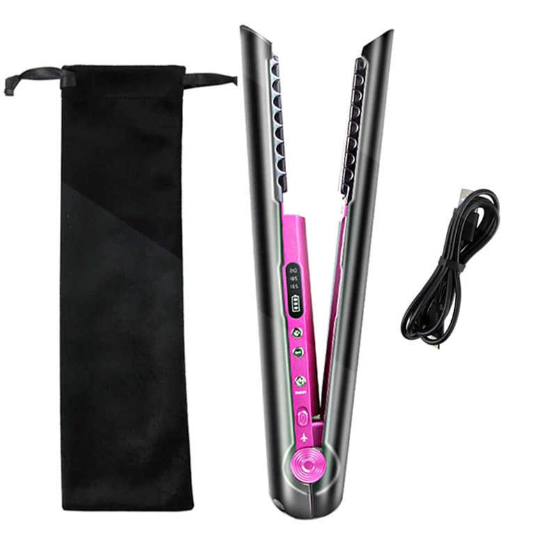 2 in 1 Cordless Hair Straightener and Curler Professional Ceramic Flat Iron Rechargeable wireless Straightene 241212