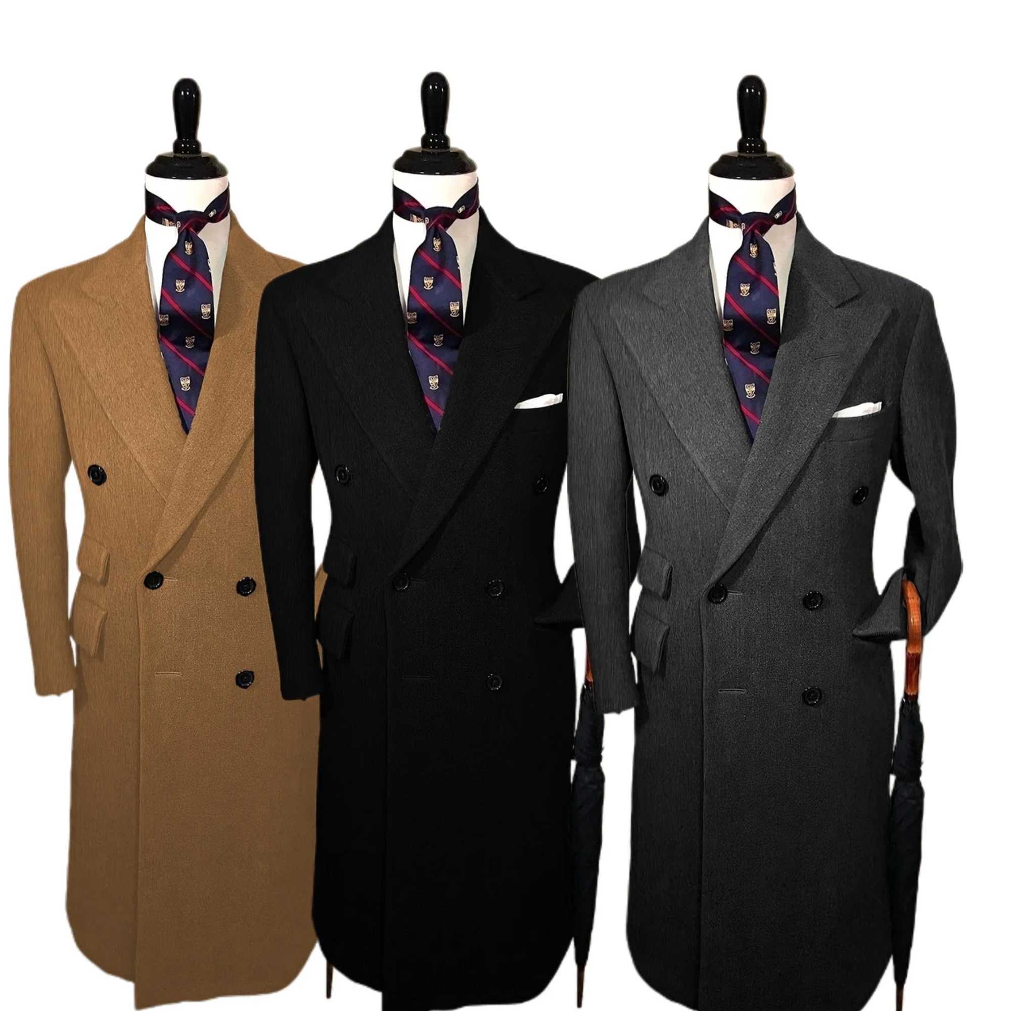 2024 New Daily Mens Trench Jacket Single Jacket All Mens Teno Peak Collar Formal Long Jacket Promotion Business Elegant Mens Winter Jacket W241211