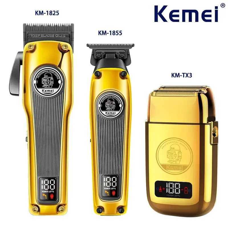 Kemei Barber KM-1825 KM-1855 KM-TX3 Professional Cordless Beard Trimmer Mens Electric Shaver Hair Trimmer Gold Beauty Set W241212