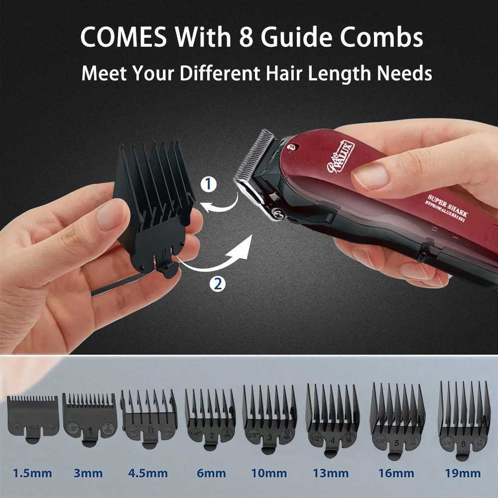 WALUX Professional Barber AC Hair Clipper 10W Powerful Trimmer Household Quiet Shaver 2M Cable Hair Clipper 8 Hair Combs M241212