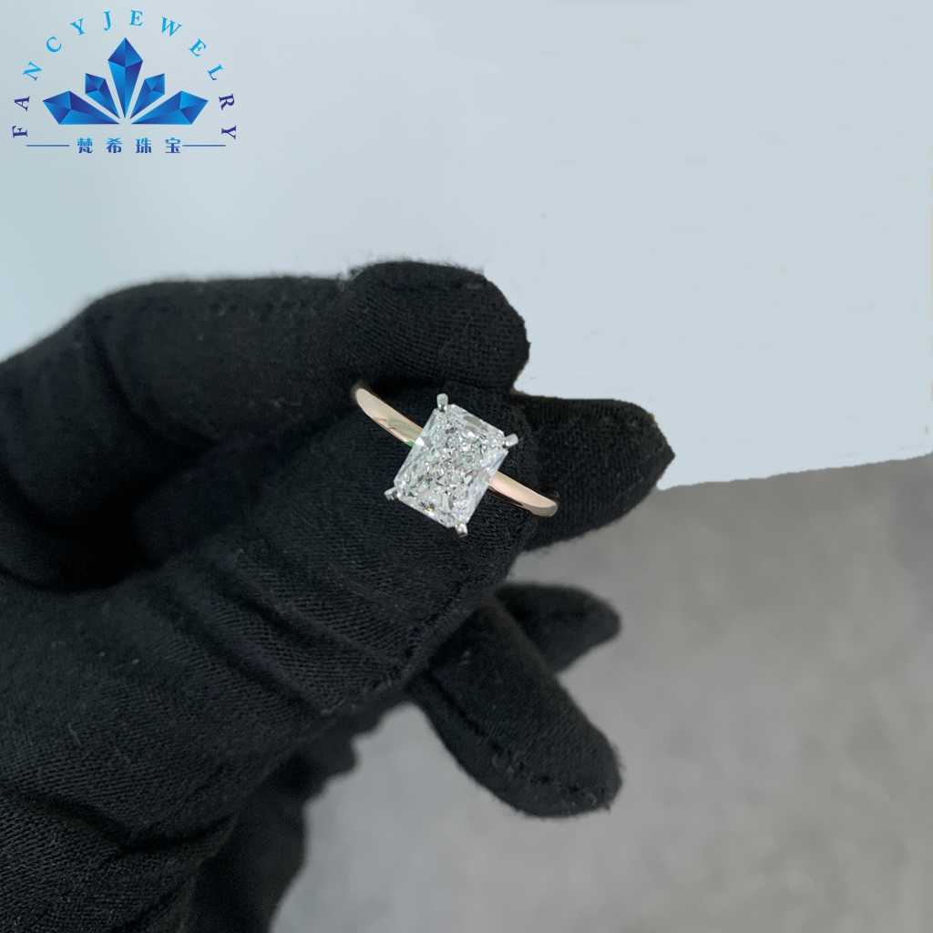 Fine jewelry 2CT Lab Diamond Ring 14K Solid Gold CVD diamond ring D E F VVS VS Lab Grown Diamond Ring IGI for Women Wedding