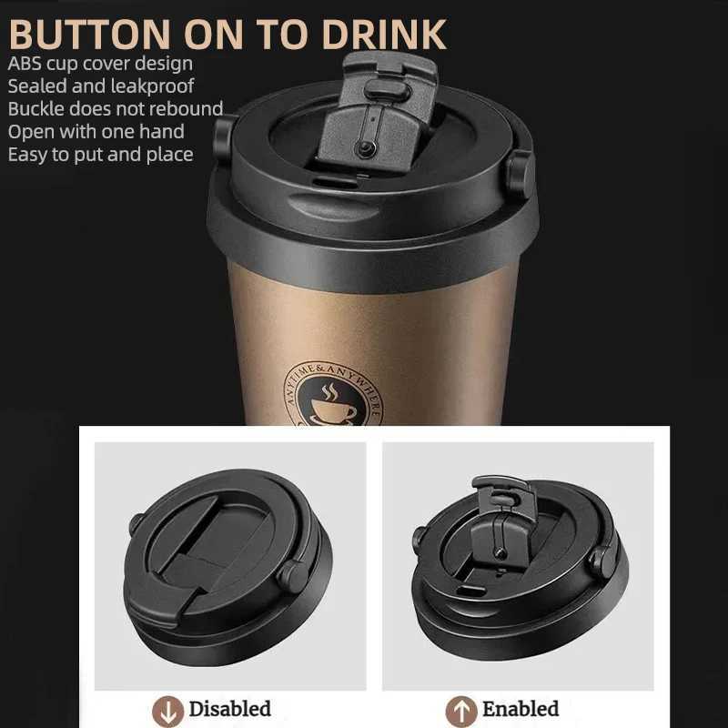 500ml Insulated Travel Coffee Cup Double Wall Leak proof G Vacuum 304 Stainless Steel Tea with Lid and Handle Y241211