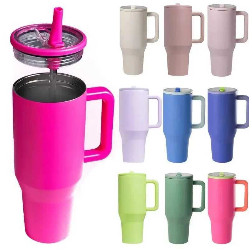New Cross border Hot Cup 40oz Double layered Cup Leak proof Folding Slope Cover for Convenient Direct Drinking Oral Car Cup Y241211