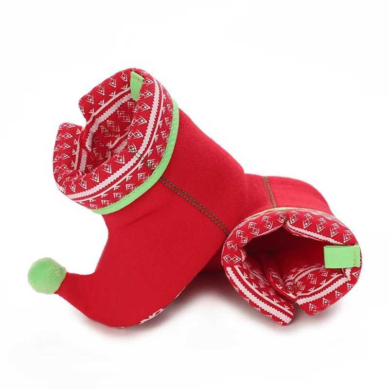 Boots Baby Winter Warm Fleece Christmas Snow Boot Toddler Soft Bottom Anti-Slip Slippers Infant Boys Girls Thicken First Walkers H241212