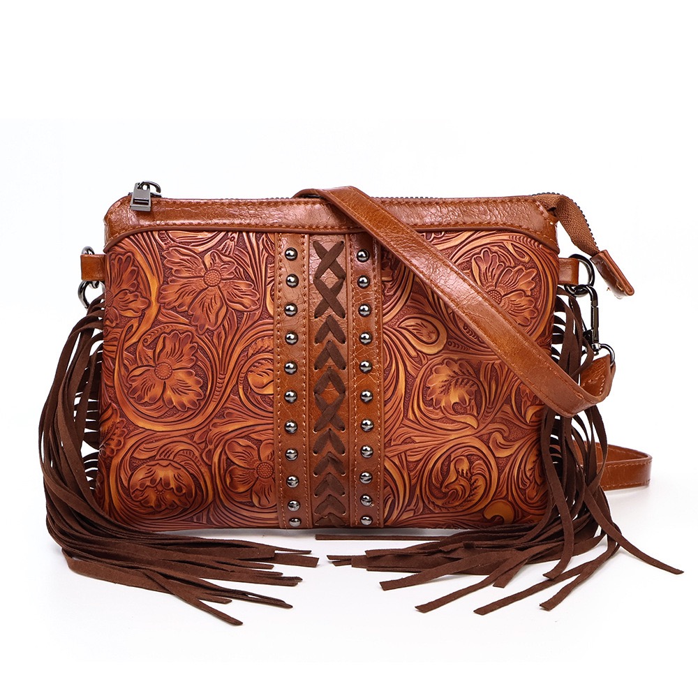 Western Bohemian style Su New crossbody emed mobile phone autumn women 2024 shoulder bag high-end feeg