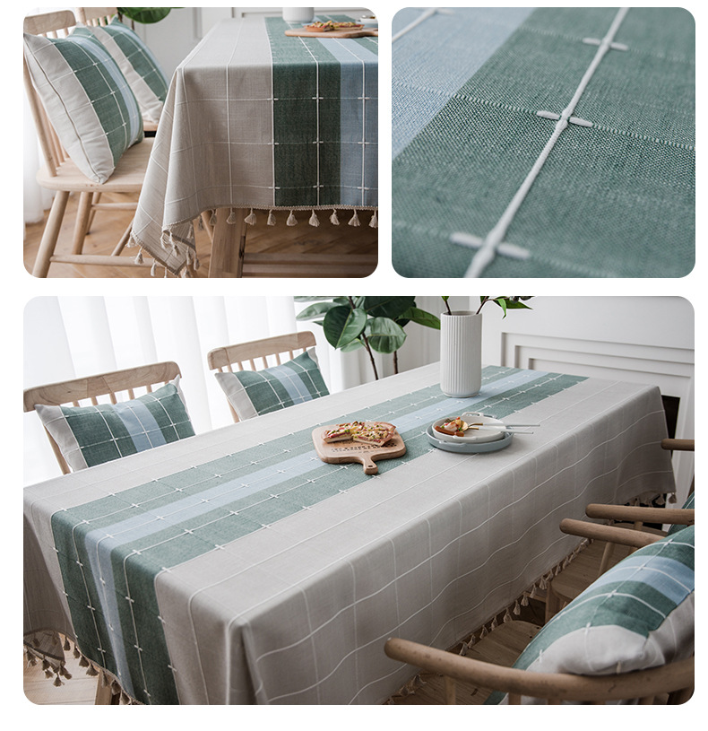 Waterproof Leave-in Dining Table Cloth Color Plaid Tablecloth