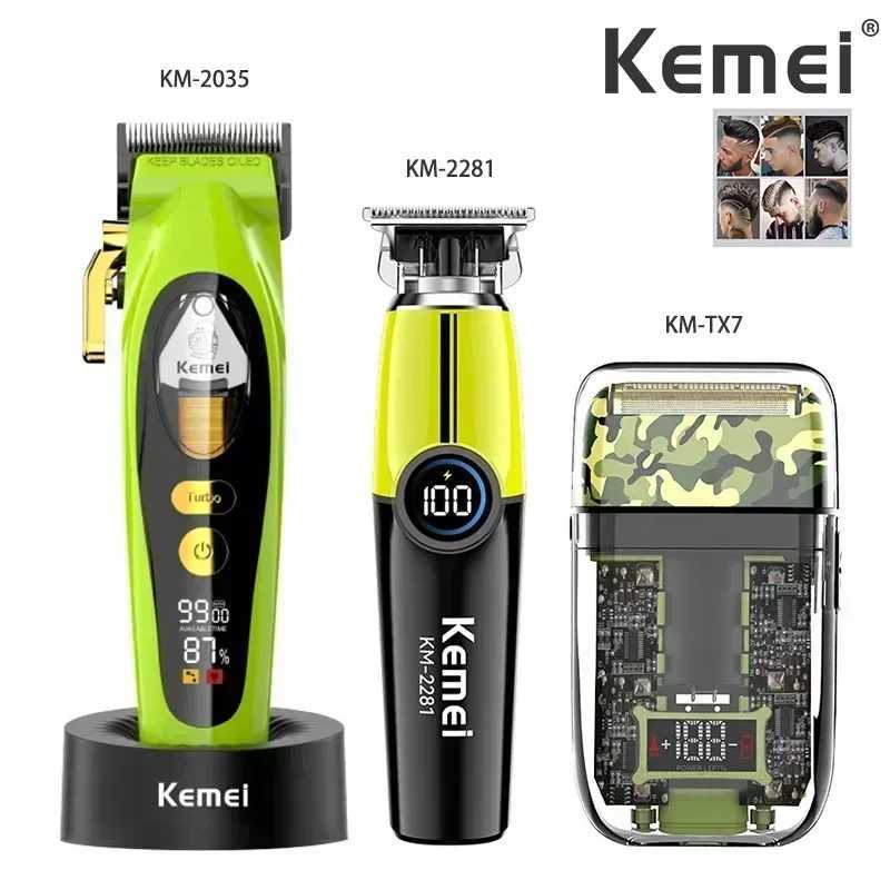 Kemei Original Barber Kit Professional Electric Barber Mens Rechargeable Shaver KM-2035 KM-2281 KM-TX7 W241212