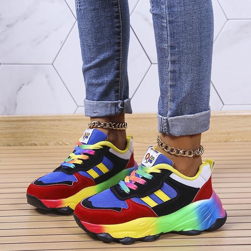 Daddy shoes match color thick sole casual light women's shoes soft sole casual increase large size sports shoes Plus size 35-43