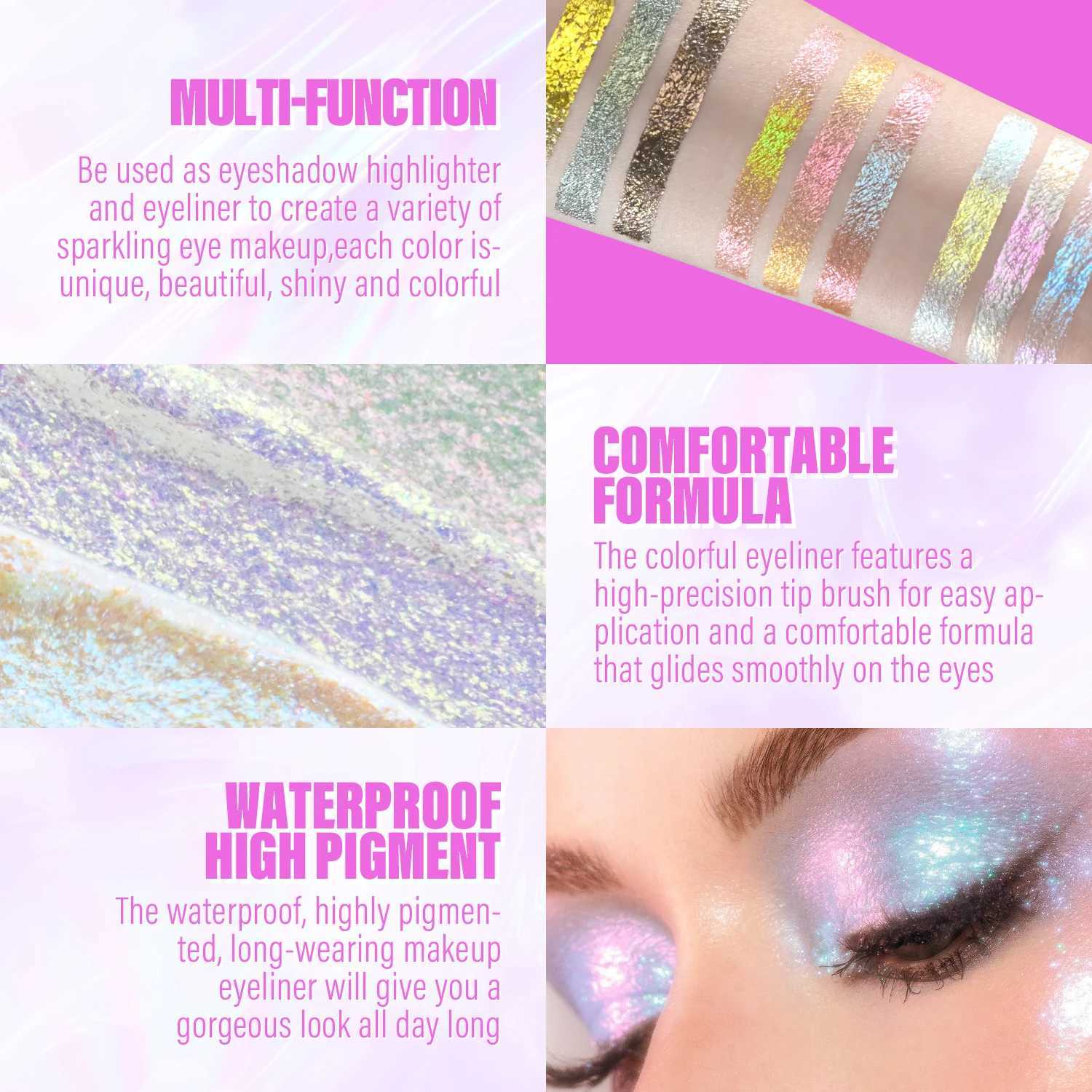 JUR MORNIER 3 pieces of two-color eye shadow liquid suit High pigment waterproof More use of eyeliner fluorescent eye shadow flash MskeupW241212