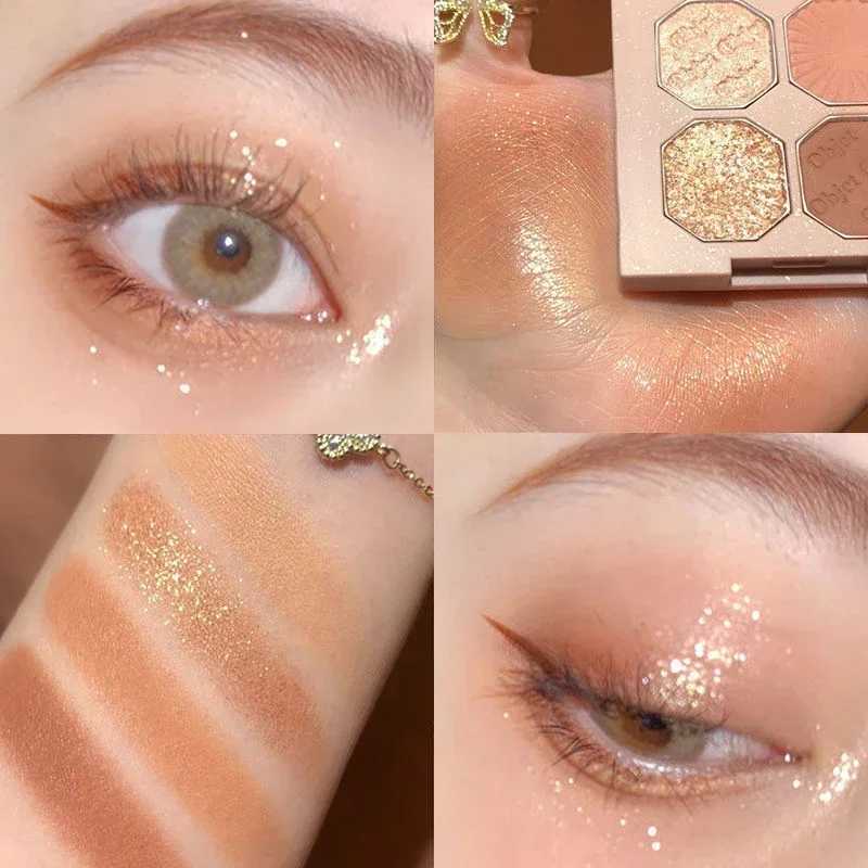 New 4 Colors Eyeshadow Palette Portable Makeup Highlight Matte Shimmer Eyeshadow Shiny Long Lasting Natural Eyeshadow CosmeticsW241212