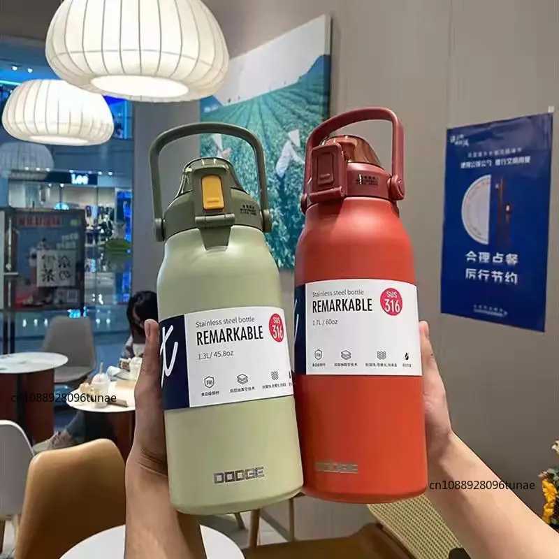 Dodge 1300ML/1700ML stainless steel hot water bottle sports water bottle keeps hot and cold g hot drink cup Y241211