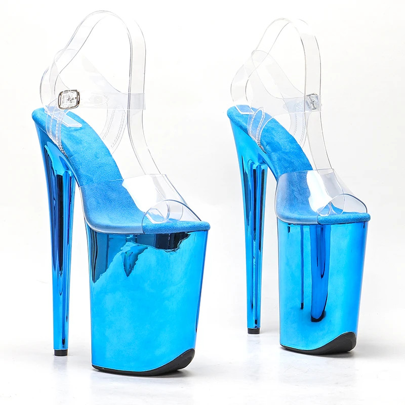 Leecabe 23Cm/9Inches PVC Upper Plating Platform Sexy High Heels Sandals Pole Dance Shoes