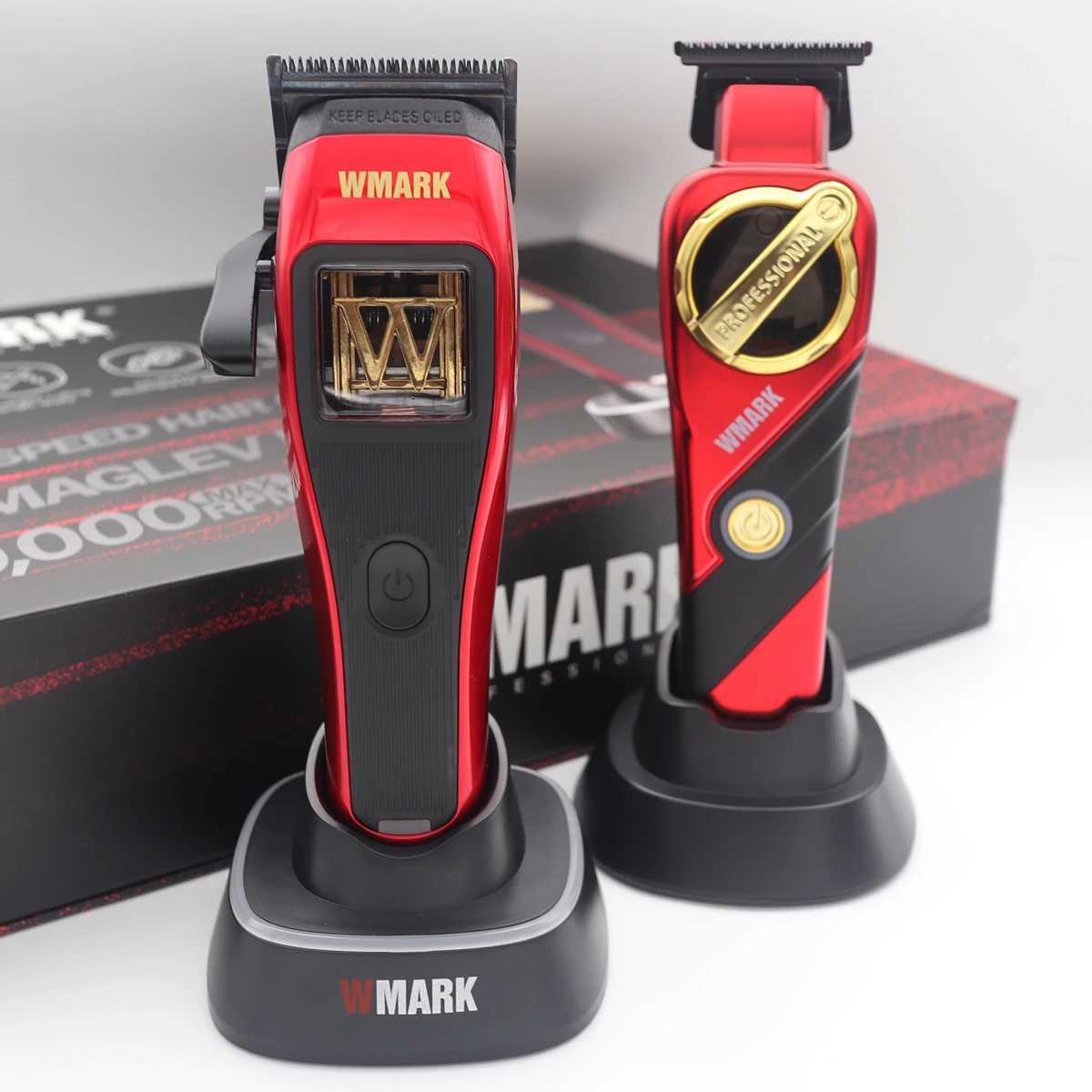 WMARK New NG-X1 NG-9213 Mens Hair Clipper Kit 10000 RPM Magnetic Vector Motor Caliper 3-Color Replaceable with Charging Base W241212