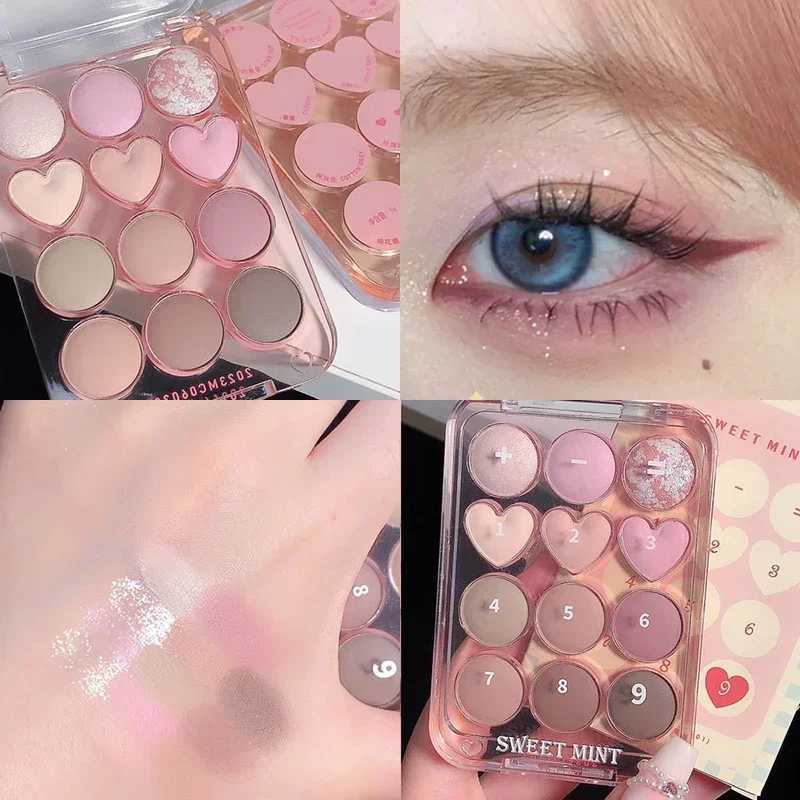 12 color love eye shadow palette natural cool color tone low saturation matte eye shadow tray pink brown makeup cosmeticsW241212