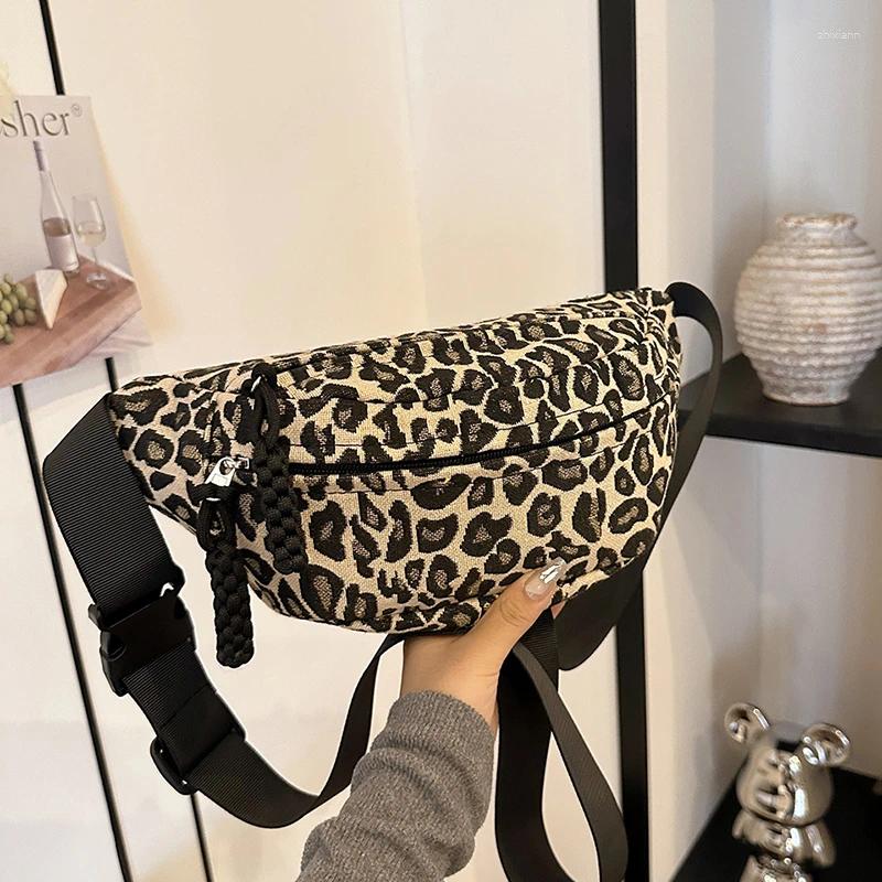 2025 NEW Waist Bags Canvas Zipper Packs 2025 High Quality Leopard Print Casual Crossbody Soft Versatile Commuting Chest zhanyishengli
