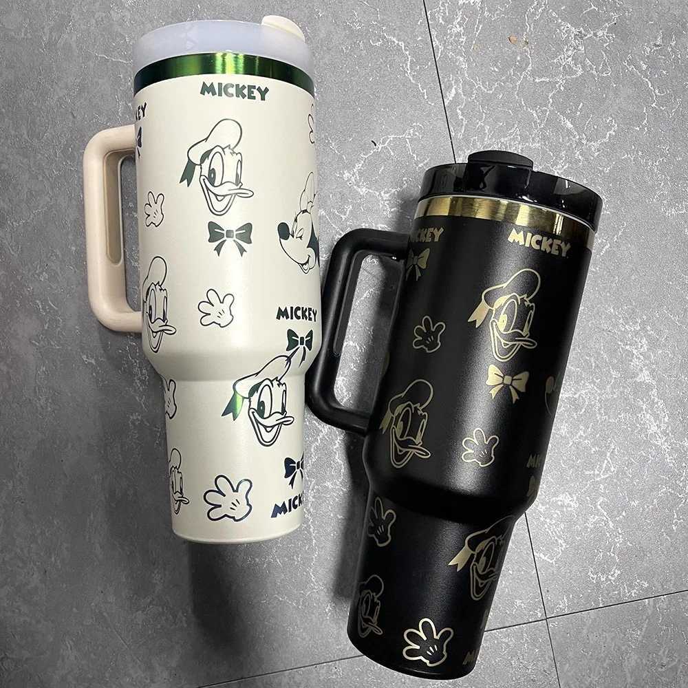 40 oz Insulated with Lid and Straws stainless steel coffee cup vacuum leak coffee cup with handle Y241211