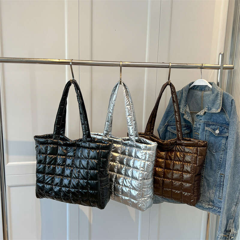 Puffer Tote Bag for Women Large Quilted Puffy Handbag Lightweight Satchel Purse Shoulder Bags for Work Travel Gym Shop Diagonal Span Tote Trend