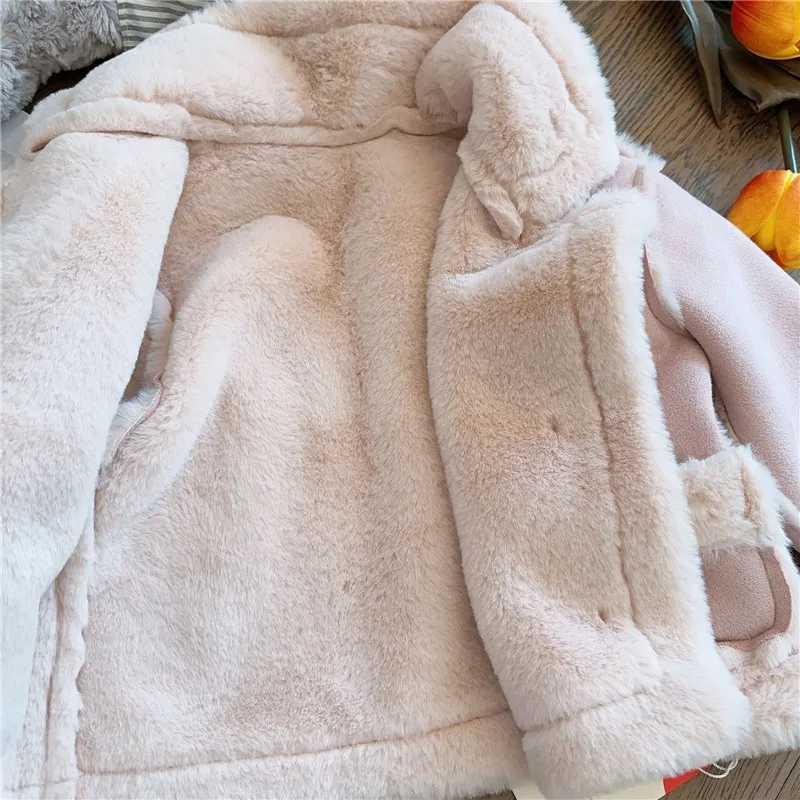 Children Plush Jacket Lapel Winter New Baby Imitation Suede Thickened Fur CoatXJ241211