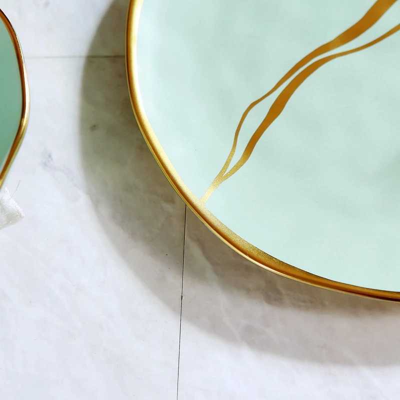 European Style Craft Gold Ceramic Coffee Cup Tableware Set Luxury Cuisine Hotel Western Restaurant Bowl Fruit Pastry Plate Y241211