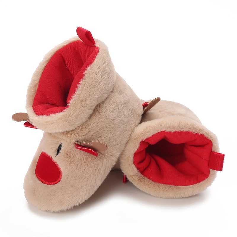 Boots Infant Newborn Booties Santa Foot Socks Baby Christmas Lovely Snowflake Design Winter Warm Slippers Anti-Slip Shoes H241212EI8J