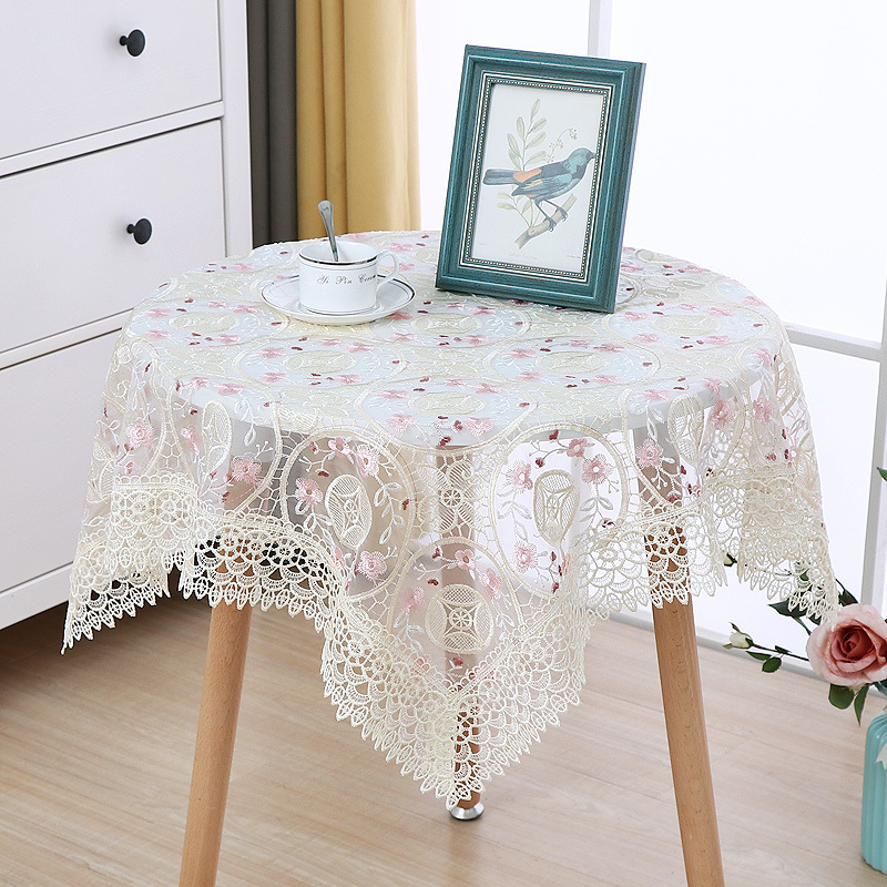 2025 Embroidered Fabric Tablecloth Lace Dining Square Coffee Table Cloth