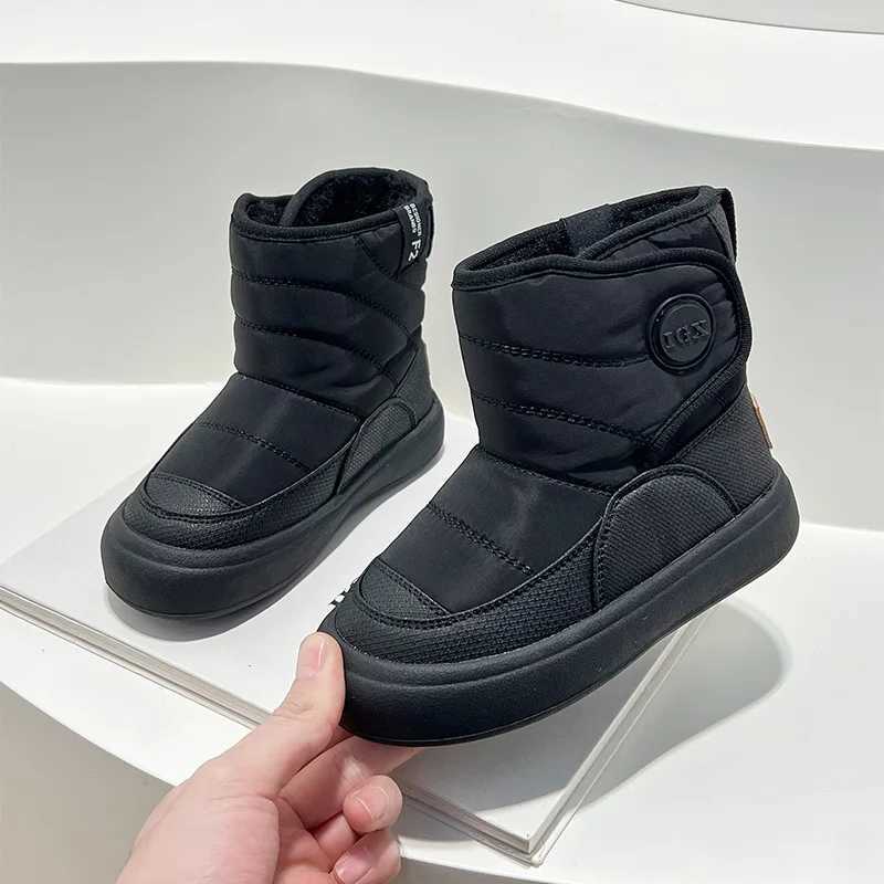 Boots Kids Snow Boots Winte Boys Fashion Brand Short Ankle Boots Toddler Girls Warm Fur High Top Shoes Children Waterproof Soft Sole H241212